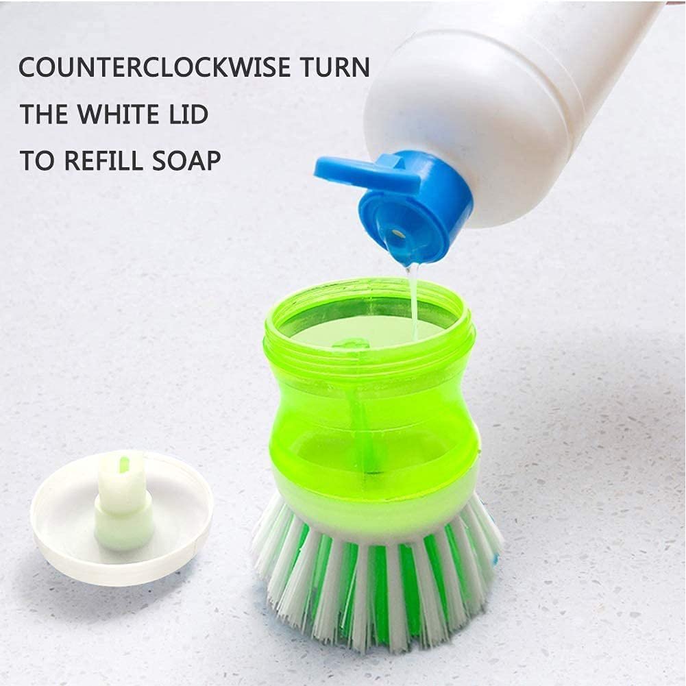 Dish Wash Brush with Soap Dispenser - Pack of 3 - Image 2